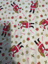 Christmas Santa and Candy Canes on Cream 100% Cotton Price per Yard
