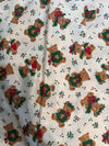 Christmas Vintage Teddy Bears with Wreaths on Cream 100% Lightweight Cotton Price per Yard