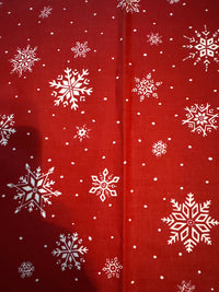 Vintage Snowflakes and Dots on Red 00% Lightweight Cotton Price prer Yard