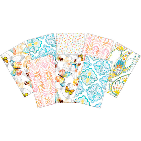 Lote de 8 piezas «Fat Eighth» con estampado de mariposas, 9" x 21", precortadas, surtidas