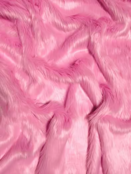 Bubble Gum Solid Shaggy Long Pile Faux Fur Fabric / Sold By The Yard||color:Bubble Gum