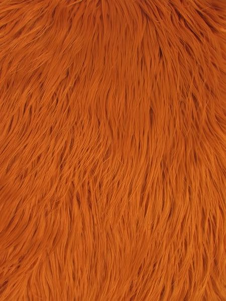 Tela de piel sintética mongola de pelo largo, color ámbar, lisa / Se vende por yardas