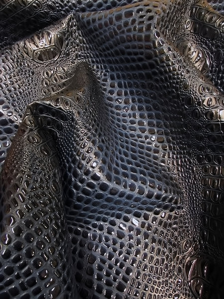 Tejido vinílico con relieve 3D «Mystic Blue Florida Gator» / Se vende por metros