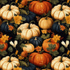 Pumpkin Patch Harvest Multi on Blue 100% Cotton