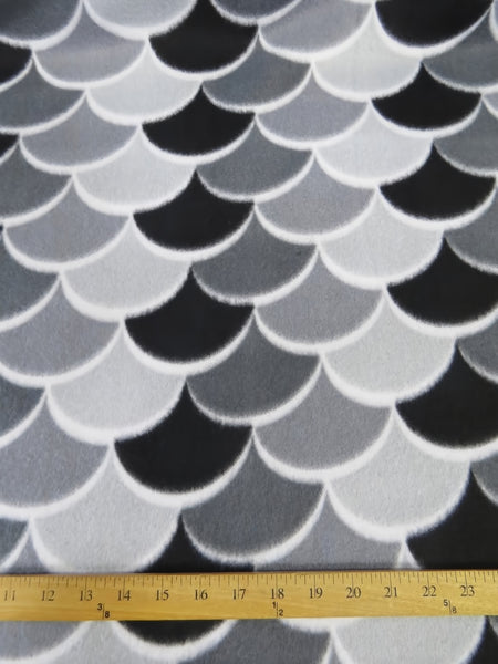 Midnight Fish Scales Fleece Fabric