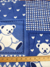 Tela de felpa azul real con ositos de peluche