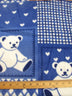 Tela de felpa azul real con ositos de peluche