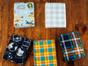 5 Flannel Fat Quarters Adventure Awaits Blue Gray Yellow 18" x 21" Baby