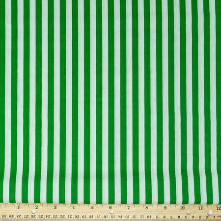 Stitch & Sparkle, 100 % algodón, 44" de ancho, se vende por yardas, rayas alternas en verde