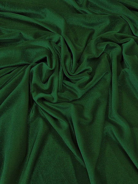 TELA DE TERCIOPELO ELÁSTICO CON PURPURINA, 360 GRAMOS DE SPANDEX / Verde cazador / Se vende por yarda