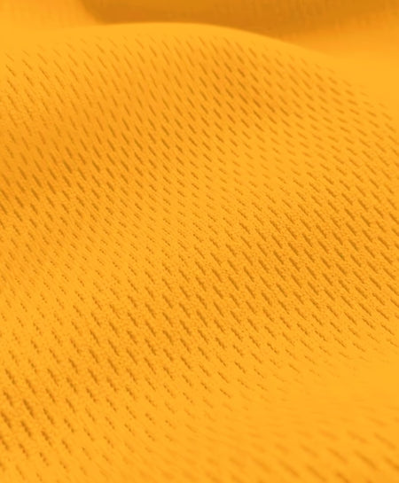 Tejido de jersey deportivo de malla gruesa / Amarillo canario / Se vende por yardas