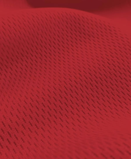 Tejido de jersey deportivo de malla gruesa / Rojo / Se vende por yardas
