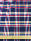 Tejido de franela para uniformes, de cuadros tartán gruesos / Azul marino/Rojo/Amarillo / Se vende por metros