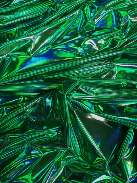 Tejido de vinilo spandex brillante y ultra holográfico / Verde / Se vende por metros