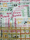 1 Yard Precut Citrus Words on White 100% Cotton Blender