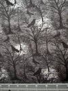 Halloween Crows on Dead Trees on Gray