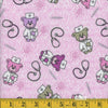 FLANNEL Doctor Teddy on Pink Baby 100% Cotton Price per Yard