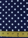 Tela estampada de poliéster y algodón: lunares pequeños / azul real oscuro con lunares blancos / Se vende por metros