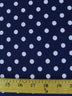 Tela estampada de poliéster y algodón: lunares pequeños / azul real oscuro con lunares blancos / Se vende por metros