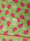 Lady Bug Lime Fleece Fabric