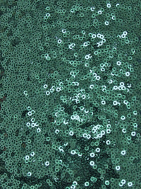 Tejido de malla de nailon con lentejuelas «Mini Disc» / Verde oscuro brillante / Se vende por yardas