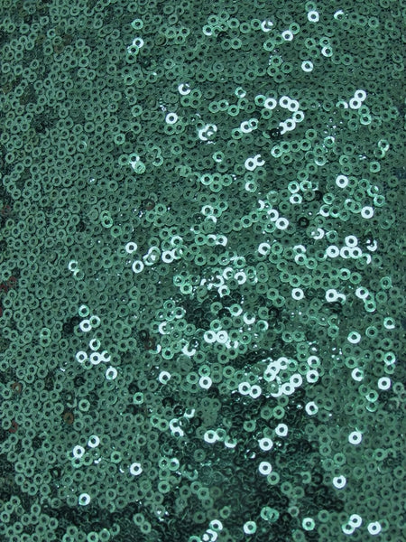 Tejido de malla de nailon con lentejuelas «Mini Disc» / Verde oscuro brillante / Se vende por yardas