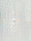 Mini Disc Sequin Nylon Mesh Fabric / Holographic Shiny Silver On White Mesh / Sold By The Yard