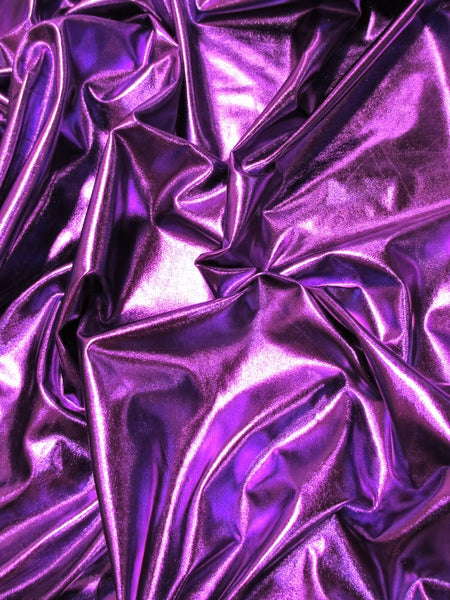 Tejido de spandex con lámina metálica / Morado / Lycra elástica, a la yarda