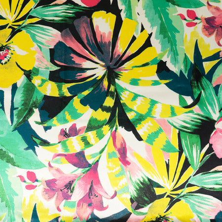 Stitch & Sparkle 100% Polyester, 57" Wide Charmeuse, Bark Cloth Floral, Cut By Yard