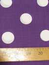 Tela estampada de poliéster y algodón con lunares grandes / Lunares morados y blancos / Se vende por metros