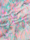 Mint, Gray, Lavender, Coral Sunset Multi-Color Faux Fur Fabric /  Sold by the Yard