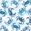 Ocean Life Blue Crabs Mist Wideback Cotton Fabric Per Yard