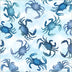 Ocean Life Blue Crabs Mist Wideback Cotton Fabric Per Yard