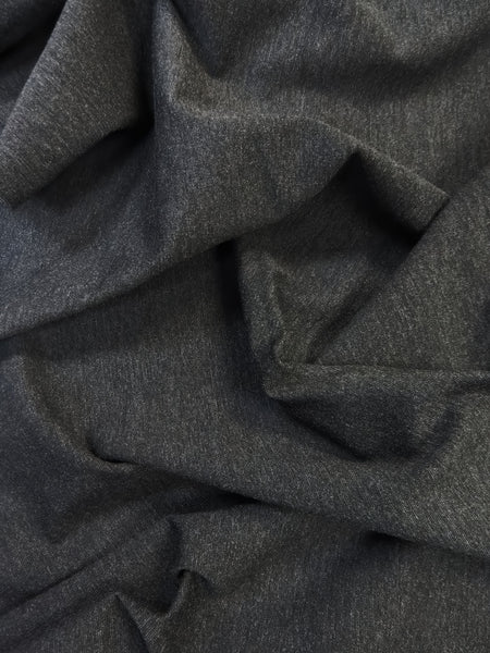 Tejido de spandex de punto «Ponte De Roma» / Gris carbón jaspeado / Se vende por yardas