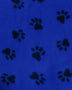 Tejido de felpa azul y negro con estampado de huellas de animales