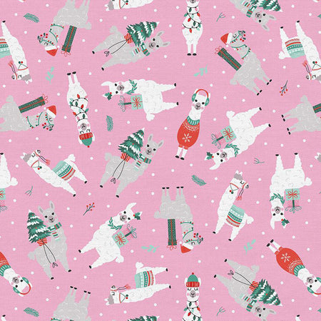 Llamas invernales sobre fondo rosa