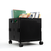 Organizing Essentials Black Collapsible Rolling Cart with Lid & 360° Wheels