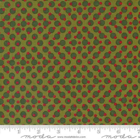 Tela «Pine Valley Mistletoe Green Geometric Dots», 44"/45", por yarda