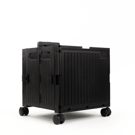 Organizing Essentials Black Collapsible Rolling Cart with Lid & 360° Wheels