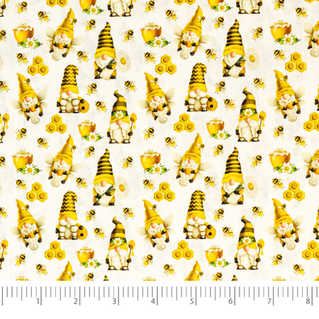 Tela SINGER®, 100 % algodón, 44 pulgadas de ancho, «Bee Gnomes White», cortada por yardas