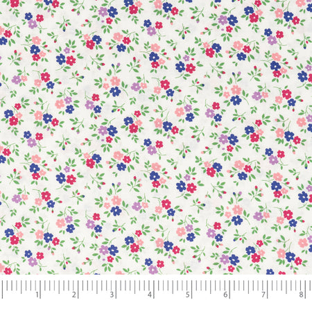 Tela SINGER®, 100 % algodón, 44 pulgadas de ancho, con flores de color rosa púrpura sobre fondo blanco, vendida por yardas