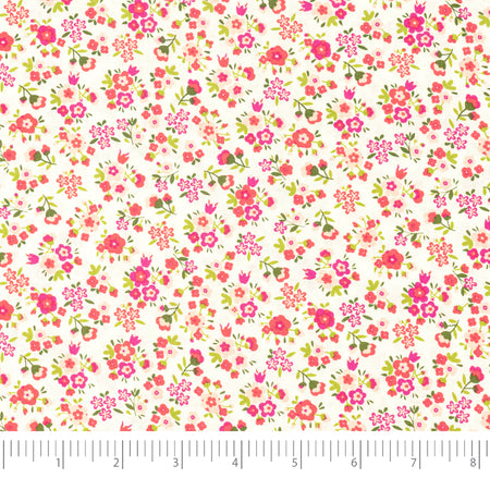 Tela SINGER®, 100 % algodón, 44 pulgadas de ancho, con pequeñas flores rosas sobre fondo blanco, se vende por yardas
