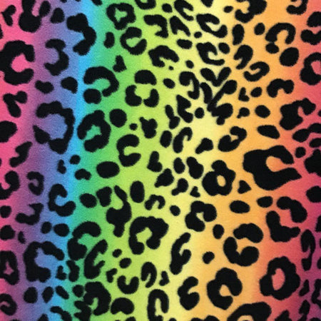 Leopard Print Fleece Fabric||color:Rainbow