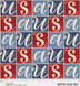 Tela «Red, White and Blue America the Beautiful» con letras mayúsculas, 44"/45", por yarda