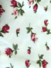 Flower Rose White and Red Fleece Fabric