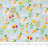 Tela SINGER®, 100 % algodón, 44 pulgadas de ancho, con conejitos y zanahorias sobre fondo azul, cortada por yardas