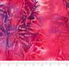 Tela SINGER® 100 % algodón, colección Batik, 42 pulgadas de ancho, con motivos de hojas en rosa y morado, vendida por yardas