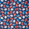 Tela SINGER®, 100 % algodón, con motivos de banderas en balones de fútbol americano, vendida por metros