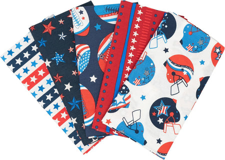 Tela SINGER®, 100 % algodón, 18 x 21 pulgadas, lote de 5 «fat quarters», colección «Football»