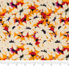 SINGER® Fabric, 100% Cotton, White Flowers On Orange, Cut by the Yard